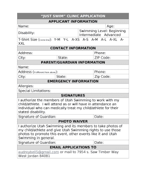 Just swim clinic Application