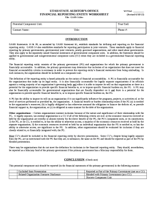 UTAH STATE AUDITORS OFFICEW/P Ref: