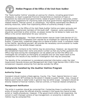The "State Auditor Hotline" provides an avenue for citizens, including government employees, to report suspected financial improprieties or violations of laws or regulations by state and local governments; waste of public funds or