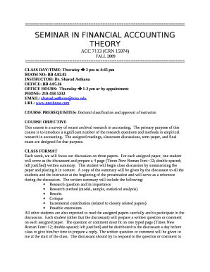 SEMINAR IN FINANCIAL ACCOUNTING THEORY