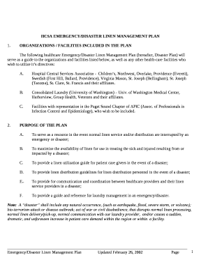 HCSA EMERGENCY/DISASTER LINEN MANAGEMENT PLAN