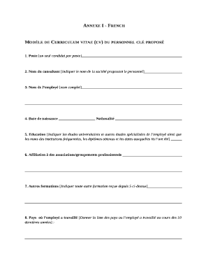 Annexe I - French