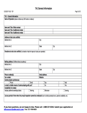 TA1 General Information