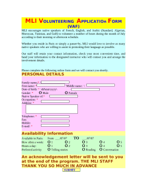 mli volunteeringapplication form vaf