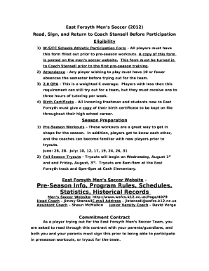 Read, Sign, and Return to Coach Stansell Before Participation