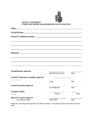 FORM FOR ADDING MAJOR/MINOR/CONCENTRATION