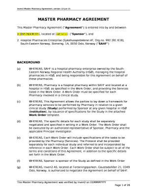 MASTER PHARMACY AGREEMENT