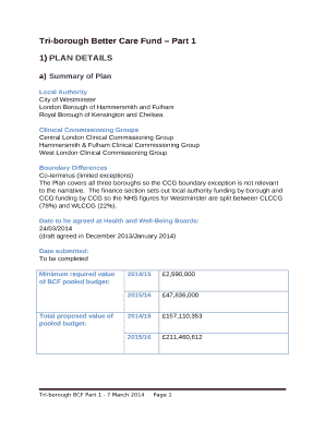 Tri-borough Better Care Fund Part 1