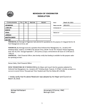 WHEREAS, the Borough of Edgewater had solicited for quotations for the purpose of Lifeguard Service & Pool Management services; and