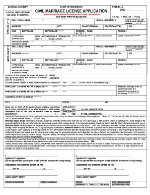 CIVIL MARRIAGE LICENSE APPLICATION