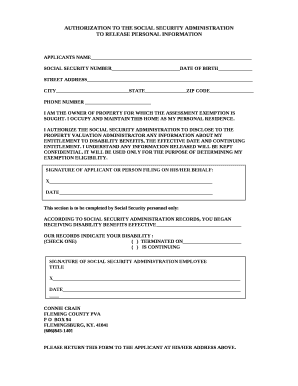AUTHORIZATION TO THE SOCIAL SECURITY ADMINISTRATION