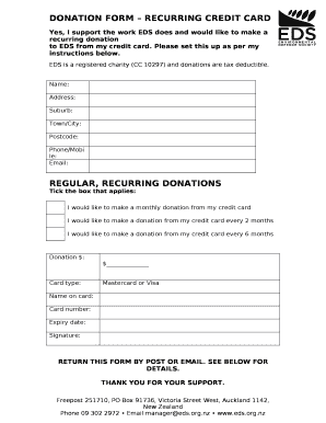 DONATION FORM RECURRING CREDIT CARD