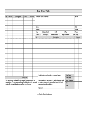 Auto Repair Order