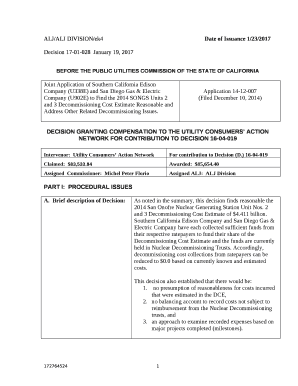 Joint Application of Southern California Edison Company (U338E) and San Diego Gas & Electric Company (U902E) to Find the 2014 SONGS Units 2 and 3 Decommissioning Cost Estimate Reasonable and Address Other Related Decommissioning Issues