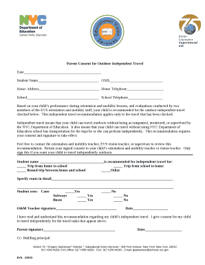 Parent Consent for Outdoor Independent Travel