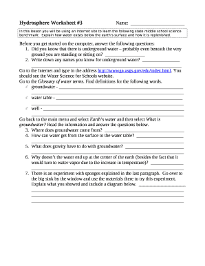 Hydrosphere Worksheet #3Name: