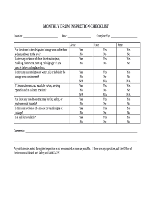 drum inspection checklist