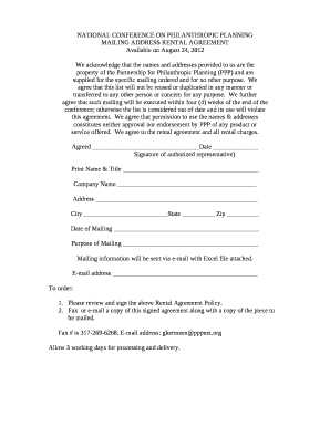 MAILING ADDRESS RENTAL AGREEMENT