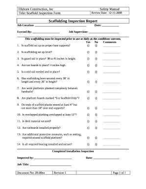 Scaffolding Inspection Report