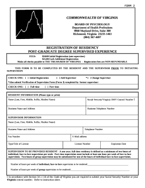 POST-GRADUATE DEGREE SUPERVISED EXPERIENCE