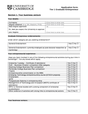 Section 1: Your business venture