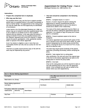 Appointment for Voting Proxy Form 3