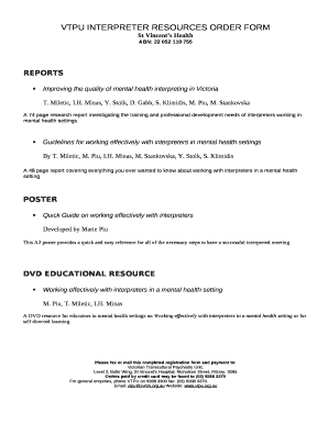 VTPU INTERPRETER RESOURCES ORDER FORM