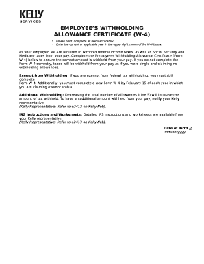 ALLOWANCE CERTIFICATE (W-4)