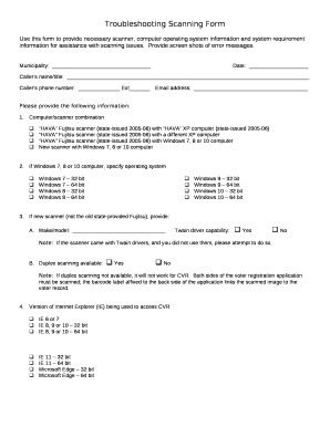 Troubleshooting Scanning Form