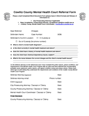 Cowlitz County Mental Health Court Referral Form