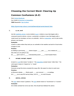 Choosing the Correct Word: Clearing Up Common Confusions (A-Z) Doc