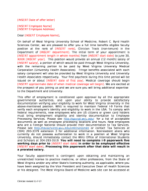 Byrd Health Sciences Center, we are pleased to offer you a full time benefits eligible faculty position at the rank of INSERT rank, Clinician Track (non-tenure) in the Department of INSERT department