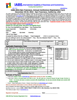 IABE-2015 San Francisco- Annual Conference Registration Form