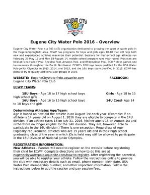 Eugene City Water Polo is a 501(c)(3) organization dedicated to growing the sport of water polo in the Eugene/Springfield area