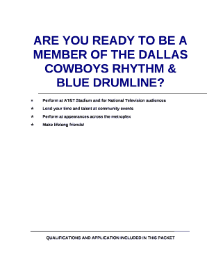 ARE YOU READY TO BE A MEMBER OF THE DALLAS COWBOYS RHYTHM & BLUE DRUMLINE