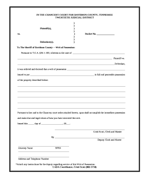 To The Sheriff of Davidson County----Writ of Possession: