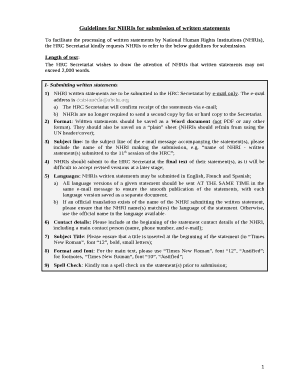 Guidelines for NHRIs for submission of written statements