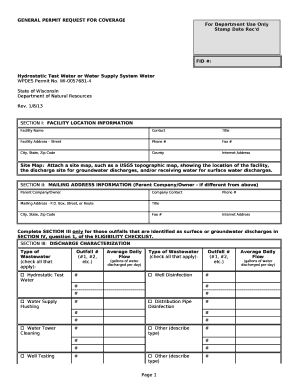 Hydrostatic Test Water or Water Supply System Water