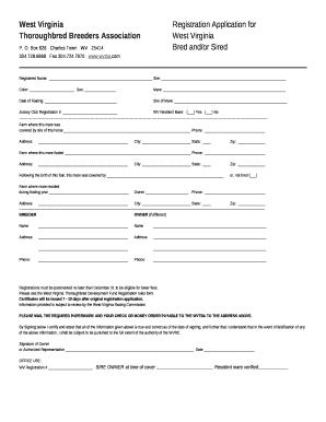 West VirginiaRegistration Application for