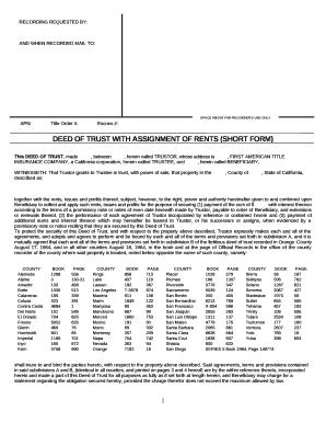 short form deed of trust and assignment of rents