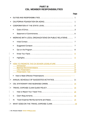 CSL MEMBER RESPONSIBILITIES