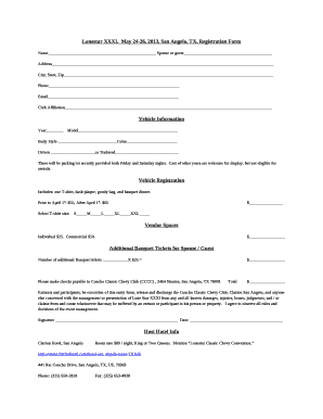 Lonestar XXXI,May 24-26, 2013, San Angelo, TX, Registration Form