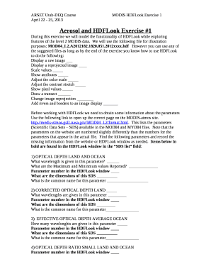 Aerosol and HDFLook Exercise #1