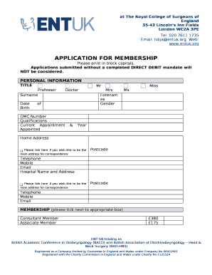 Applications submitted without a completed DIRECT DEBIT mandate will NOT be considered