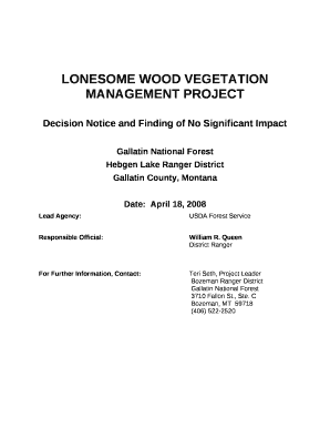 LONESOME WOOD VEGETATION MANAGEMENT PROJECT