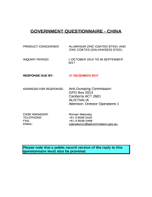 GOVERNMENT QUESTIONNAIRE - CHINA