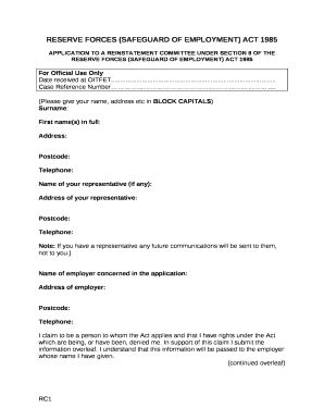 RESERVE FORCES (SAFEGUARD OF EMPLOYMENT) ACT 1985