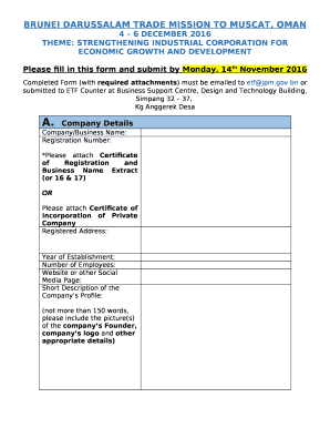Please fill in this form and submit by Monday, 14th November 2016
