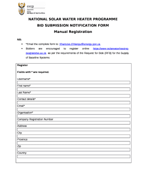 BID SUBMISSION NOTIFICATION FORM