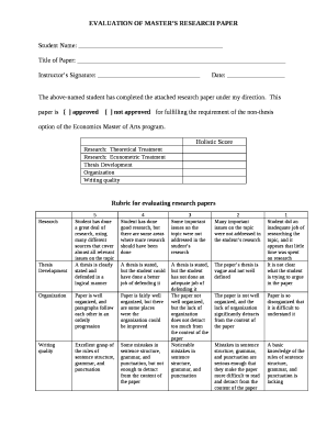 EVALUATION OF MASTERS RESEARCH PAPER